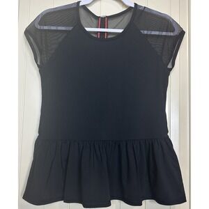American Eagle Outfitters Top Women's L Black Mesh‎ Peplum Activewear